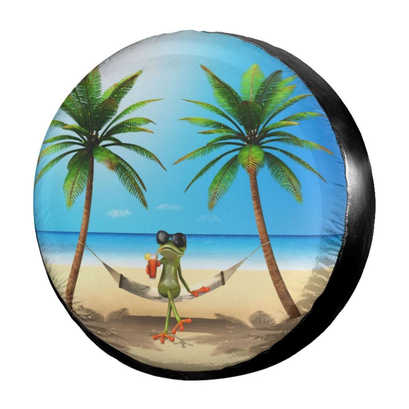 Summer Green Frog Spare Tire Cover Waterproof Dust-Proof UV Sun Wheel Tire Cover Fit for Jeep,Trailer, RV, SUV and Many Vehicle 15 Inch