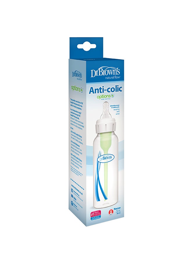 Dr. Brown’s 8 oz/250 mL PP Narrow Anti-Colic Options+ Baby Bottle, 1-Pack - Image 1