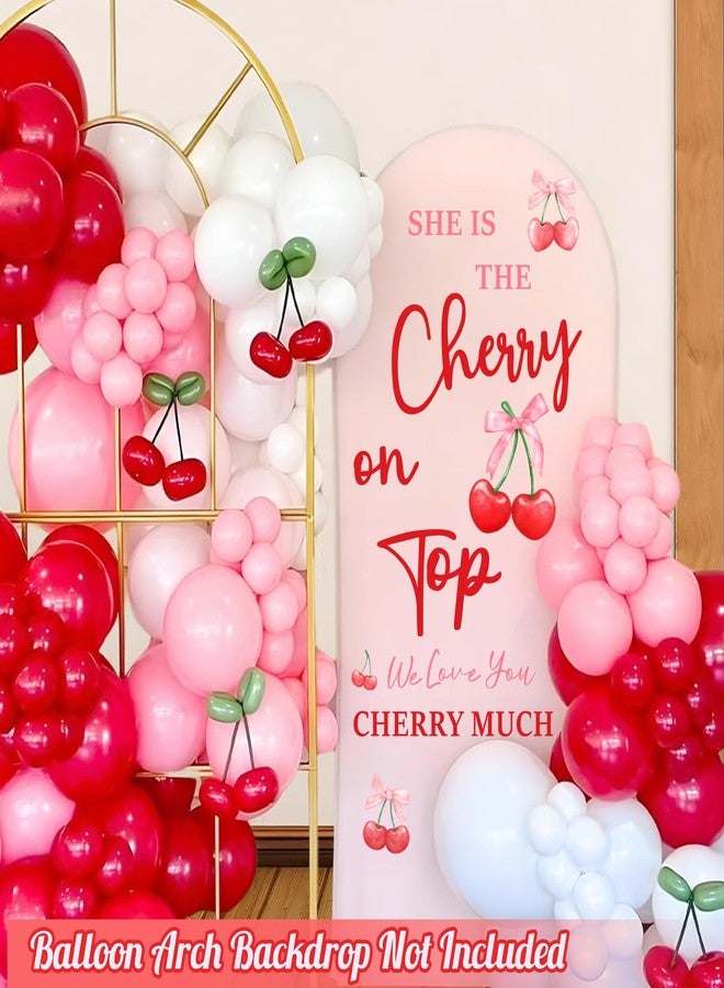 kokolap She is The Cherry On Top Signs Decals for Backdrop Cherry Baby Shower Party Decorations for Balloon Arch Cherries Theme Bridal Shower Bachelorette Party Banner Sign Baby Girls Birthday Vinyl Decals - Image 5