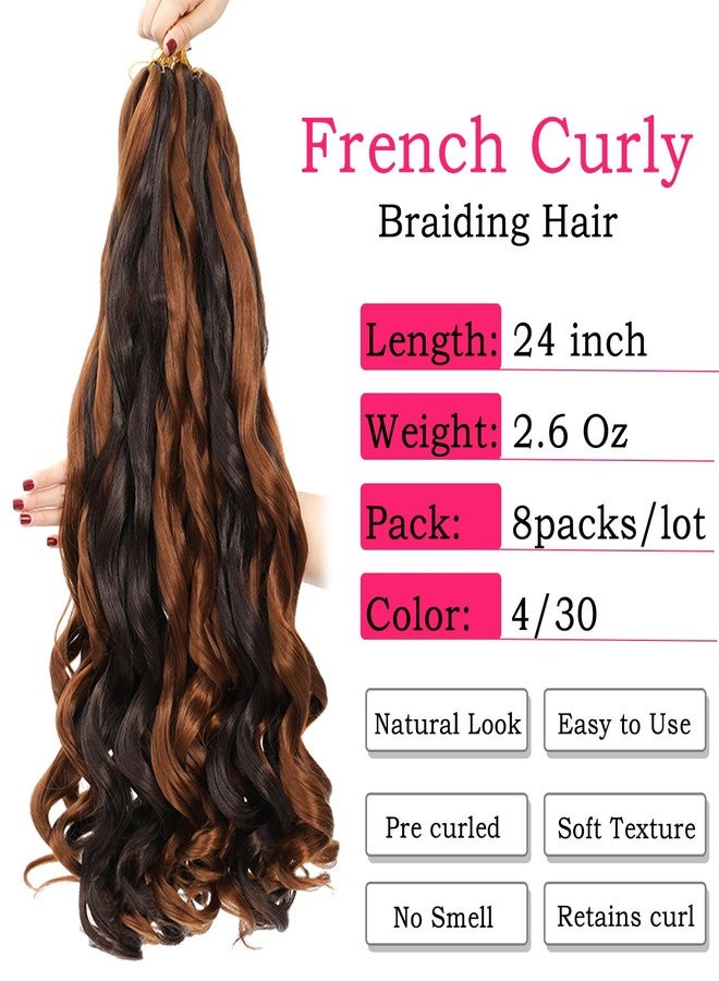 conrora French Curly Braiding Hair 24 Inch 8 Packs - Pre Stretched Bouncy Braiding Hair- Loose Wavy Synthetic Hair (24 inch 4/30) - Image 2