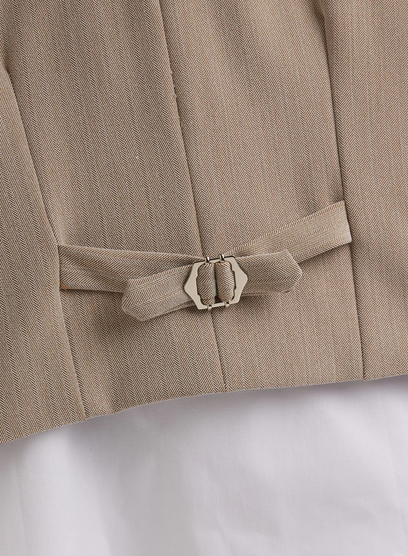 victor and jane Neutral/Beige Waistcoat And Short Set With Shirt And Bow Tie