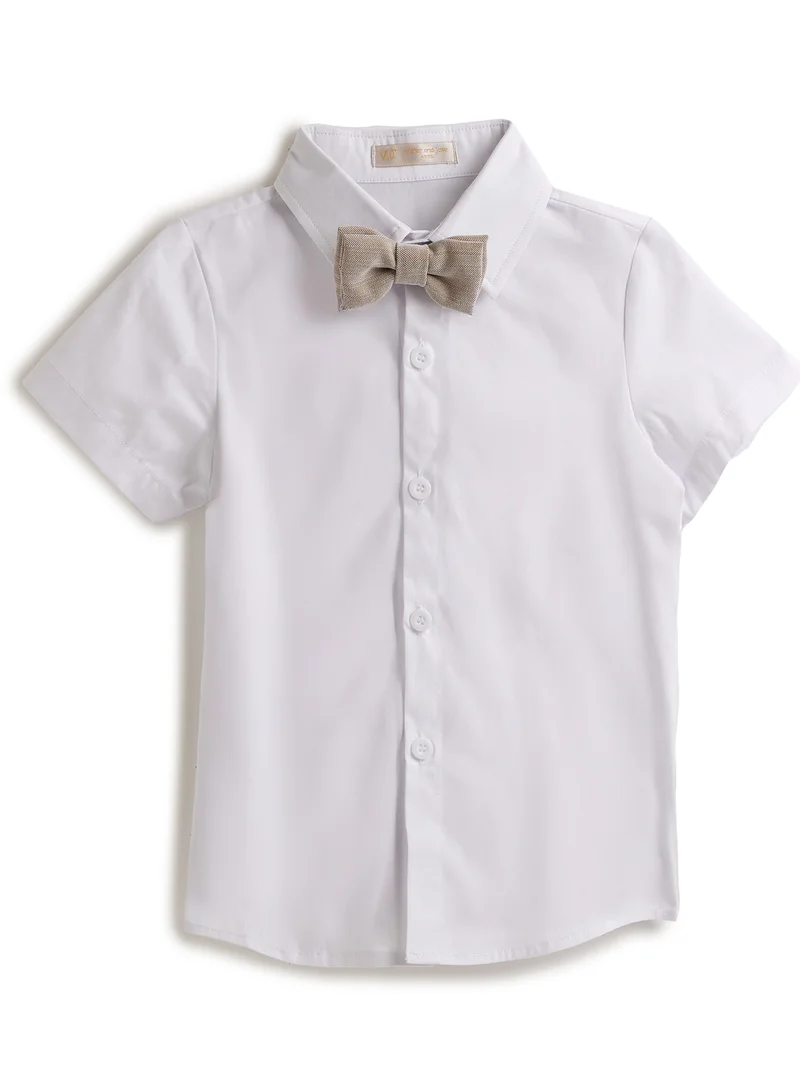 victor and jane Neutral/Beige Waistcoat And Short Set With Shirt And Bow Tie