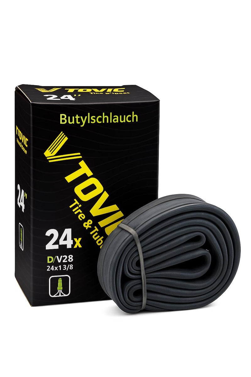 V-Tovic Tires V-Tovic 24-Inch Bike Inner Tube, DV28 Valve – Heavy-Duty Butyl Rubber - Image 1