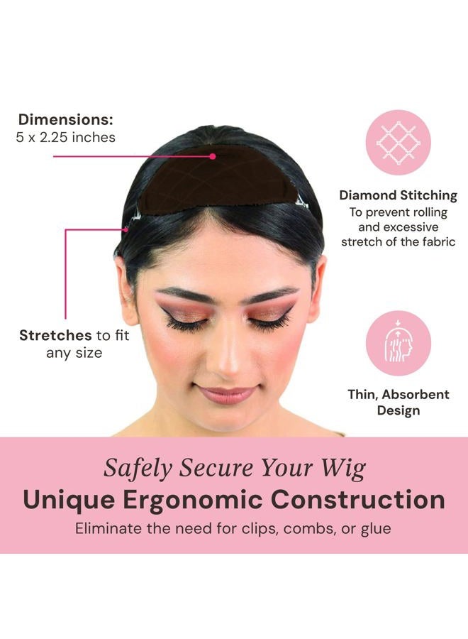 MILANO COLLECTION Glueless Top Grip for Hair Topper & Wiglets, Adjustable Translucent Strap with Side Openings, Top Headband for Your Wig or Topper, Includes Clips, Brown, Small - Image 4