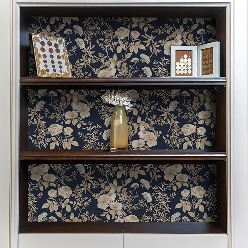 Erfoni 16.9" x118" Boho Floral Peel and Stick Wallpaper Beige Flower and Leaf Contact Paper Self Adhsive Removable Wallpaper Boho Botanical Wall Paper for Bedroom Cabinets Decor Vinyl Roll Waterproof - Image 4