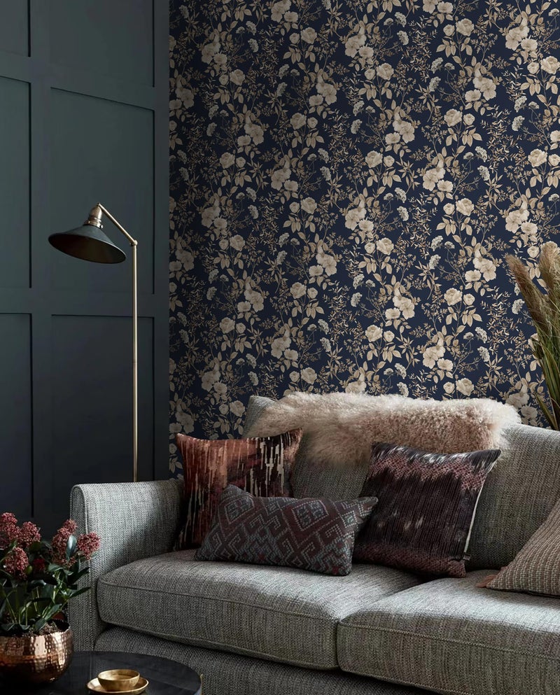 Erfoni 16.9" x118" Boho Floral Peel and Stick Wallpaper Beige Flower and Leaf Contact Paper Self Adhsive Removable Wallpaper Boho Botanical Wall Paper for Bedroom Cabinets Decor Vinyl Roll Waterproof - Image 3