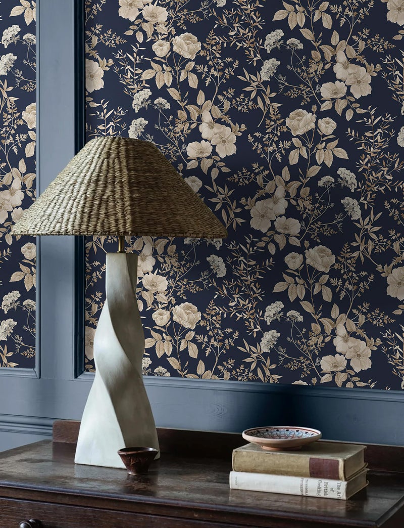 Erfoni 16.9" x118" Boho Floral Peel and Stick Wallpaper Beige Flower and Leaf Contact Paper Self Adhsive Removable Wallpaper Boho Botanical Wall Paper for Bedroom Cabinets Decor Vinyl Roll Waterproof - Image 2