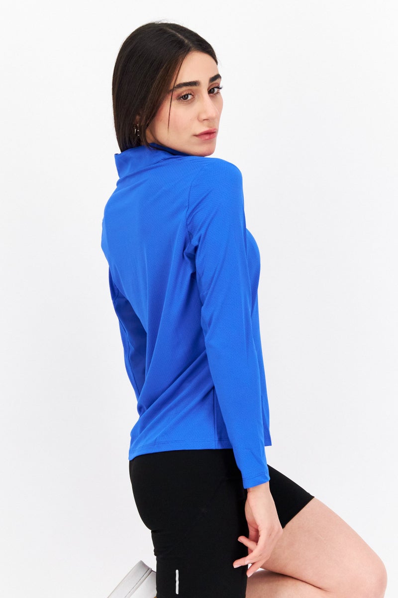 X by Gottex Women Sportswear Fit Long Sleeve Training Top, Blue - Image 3