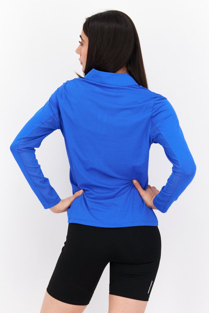 X by Gottex Women Sportswear Fit Long Sleeve Training Top, Blue - Image 4