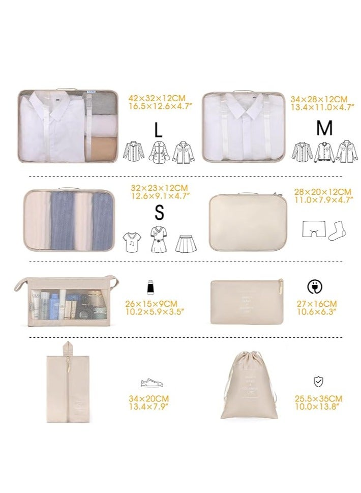 Travel Storage Bag 8 Piece Set Toiletries and Cosmetics Storage Bag Clothes Shoes Dustproof Luggage Travel Bag - Image 5
