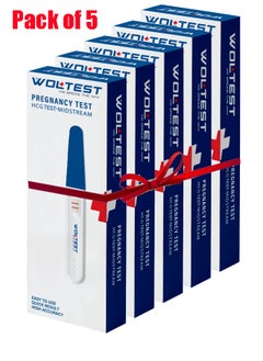 WOLAID Woltest Pregnancy Test HCG Midstream – Pack of 5 | Easy to Use | Quick Results | High Accuracy Home Pregnancy Test 