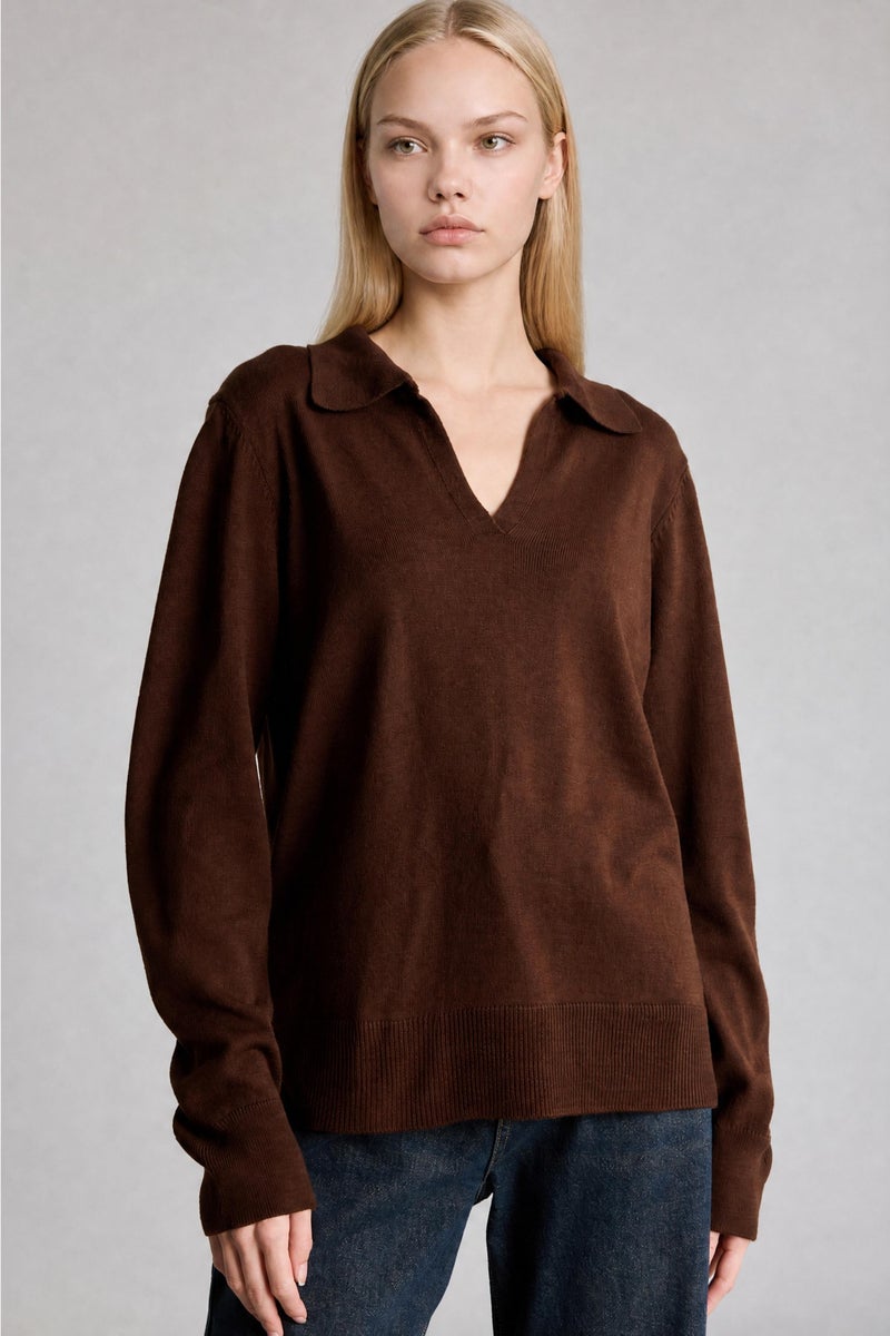 DeFacto Brown Woman Regular Fit Polo Collar Pullover Casual - Image 1