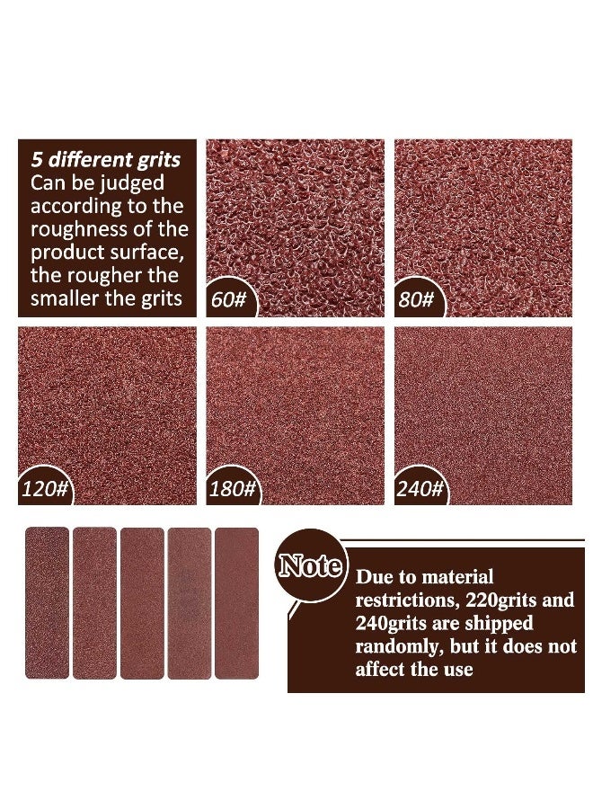 100 Pieces Detail Sander Refills, Micro Finishing Sander Paper, Micro Zip Finger Sander for Crafts, Assorted Grit of 60/80/ 120/180/ 240, 3.5 x 1 Inch for Wood Furniture Metal Automotive 