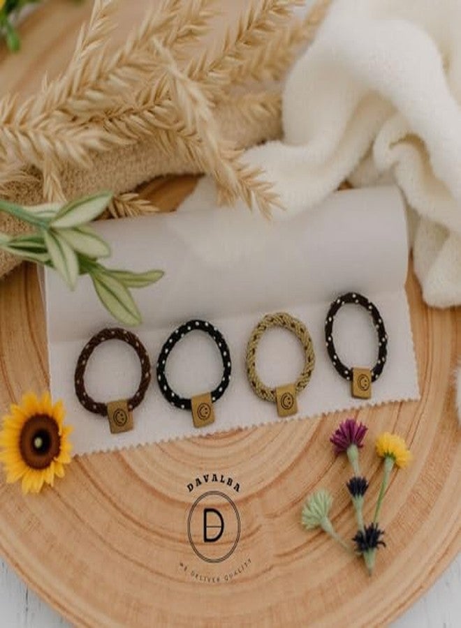 DAVALBA Multicolor Ponytail Holder Rubber Bands for Girls - Soft, Stretchy, Tangle-Free Hair Ties, Hair Band Elastic Soft Non Slip Tight Stretchable Hair Ties, Ponytail Holders for Thick Curly Hair(Pack Of 4) - Image 4