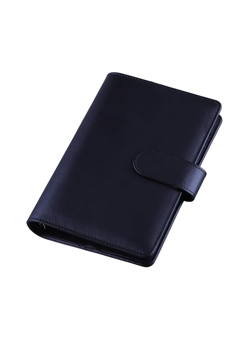 A6 PU Leather Budget Binder, Refillable 6 Ring Notebook Binder, for A6 Filler Paper, Loose Leaf Personal Planner Binder, with Cover Snap, Black - Image 3