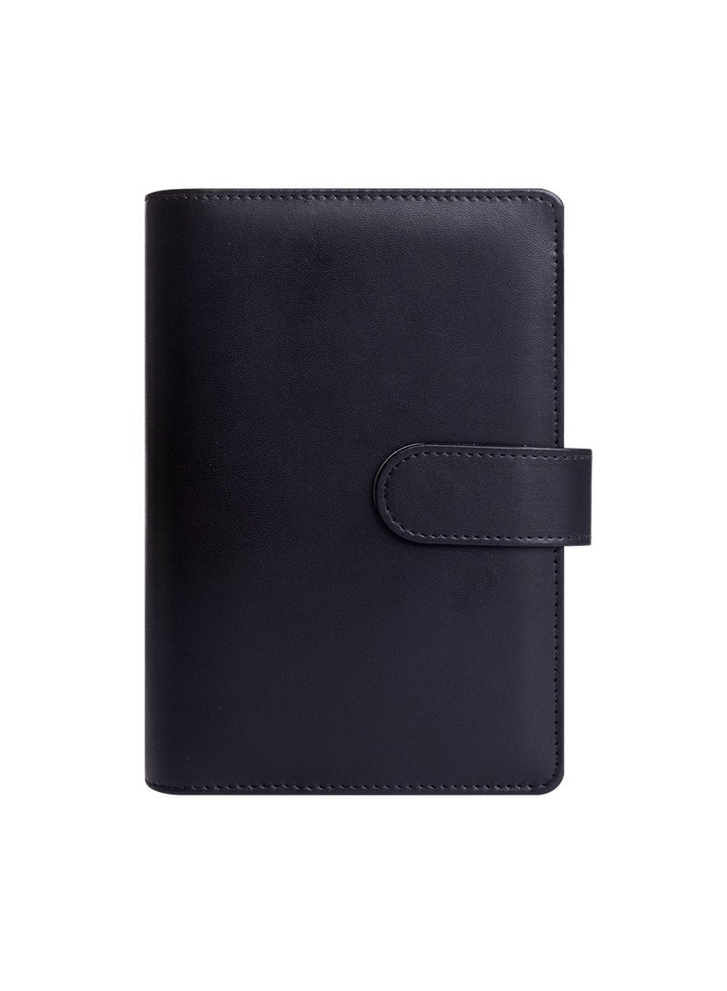 A6 PU Leather Budget Binder, Refillable 6 Ring Notebook Binder, for A6 Filler Paper, Loose Leaf Personal Planner Binder, with Cover Snap, Black - Image 2