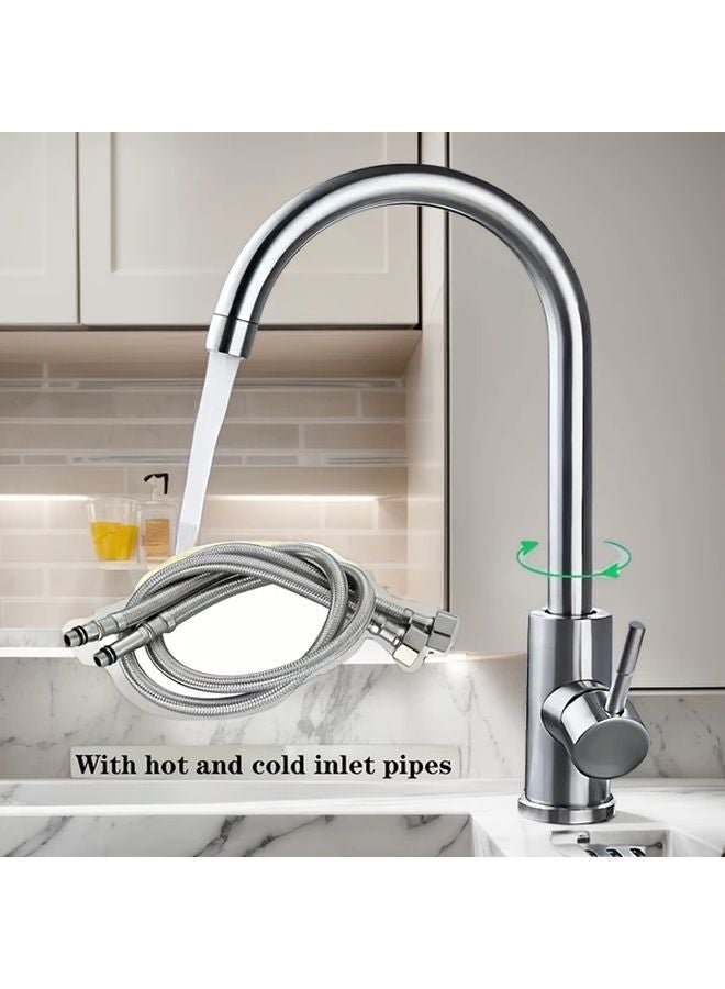 One Word Kitchen Faucet With 23.62 Inch Water Inlet Tube 360 Swivel Spout Anti Splash - Image 2