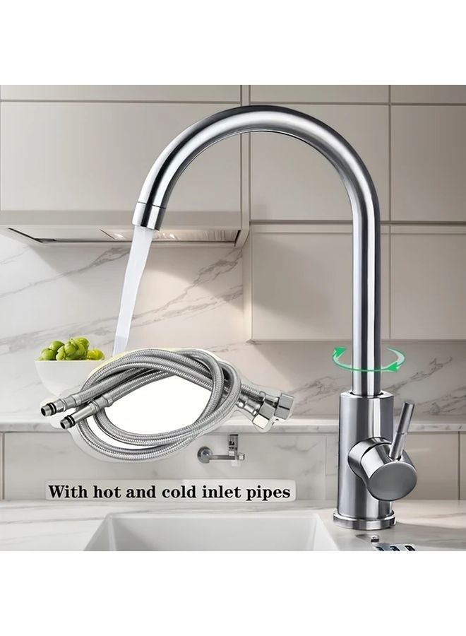 One Word Kitchen Faucet With 23.62 Inch Water Inlet Tube 360 Swivel Spout Anti Splash - Image 3