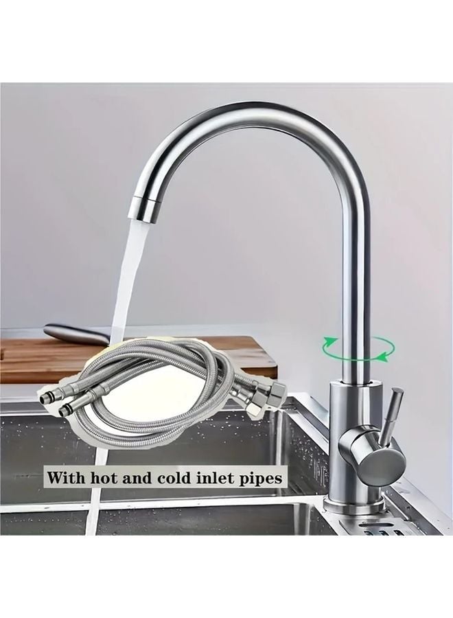 One Word Kitchen Faucet With 23.62 Inch Water Inlet Tube 360 Swivel Spout Anti Splash - Image 5