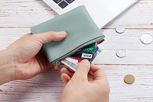 Chelmon Vegan Leather Coin Purse Pouch Change Purse With Zipper For Men Women (Green Light) - Image 4