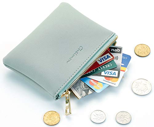 Chelmon Vegan Leather Coin Purse Pouch Change Purse With Zipper For Men Women (Green Light) - Image 2
