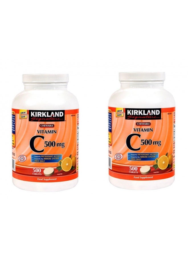 Kirkland Signature - Kirkland Vitamin C (500 mg), Tangy Orange, Chewable Tablets, 500 Count (Pack of 2) - Image 1