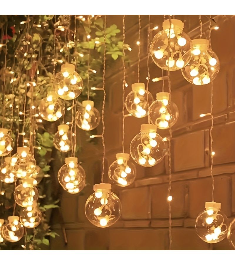 أضواء ستائر LED بيضاء دافئة مكونة من 108 لمبة، لتزيين التخييم الخارجي والفناء والعطلات - Image 5