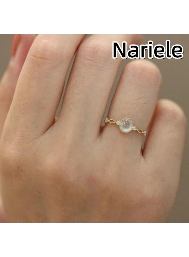 Nariele New Jade Marrow Set With Small Diamond Dewdrop Opening Ring - Image 3
