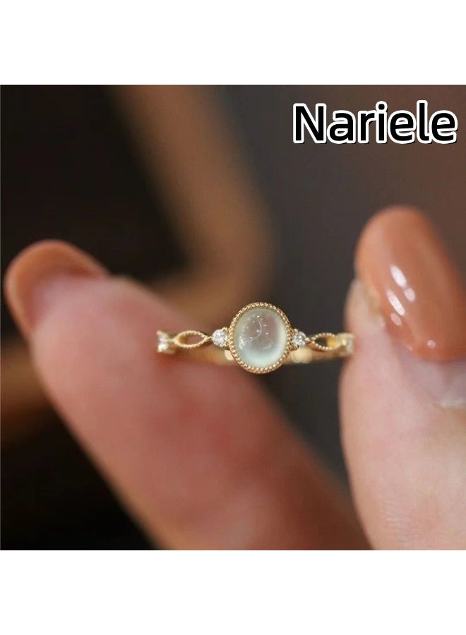 Nariele New Jade Marrow Set With Small Diamond Dewdrop Opening Ring - Image 1