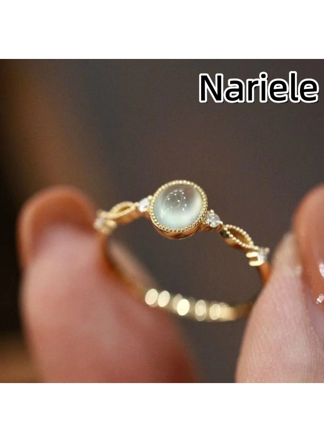 Nariele New Jade Marrow Set With Small Diamond Dewdrop Opening Ring - Image 2