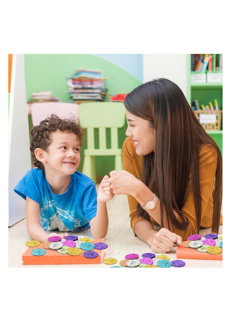 Zikra Colorful Coin, 100 Pieces Caught being Good Coins, Kids Behavior Tokens, Classroom Behavior Incentives Coin, Reward Tokens Smile Face Coin for Kids, Ideal School Reward(Pentagram) - Image 5