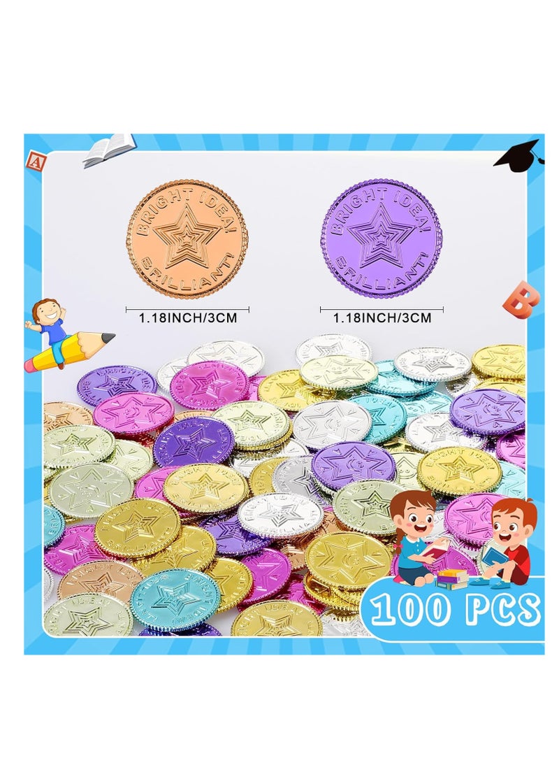 Zikra Colorful Coin, 100 Pieces Caught being Good Coins, Kids Behavior Tokens, Classroom Behavior Incentives Coin, Reward Tokens Smile Face Coin for Kids, Ideal School Reward(Pentagram) - Image 3