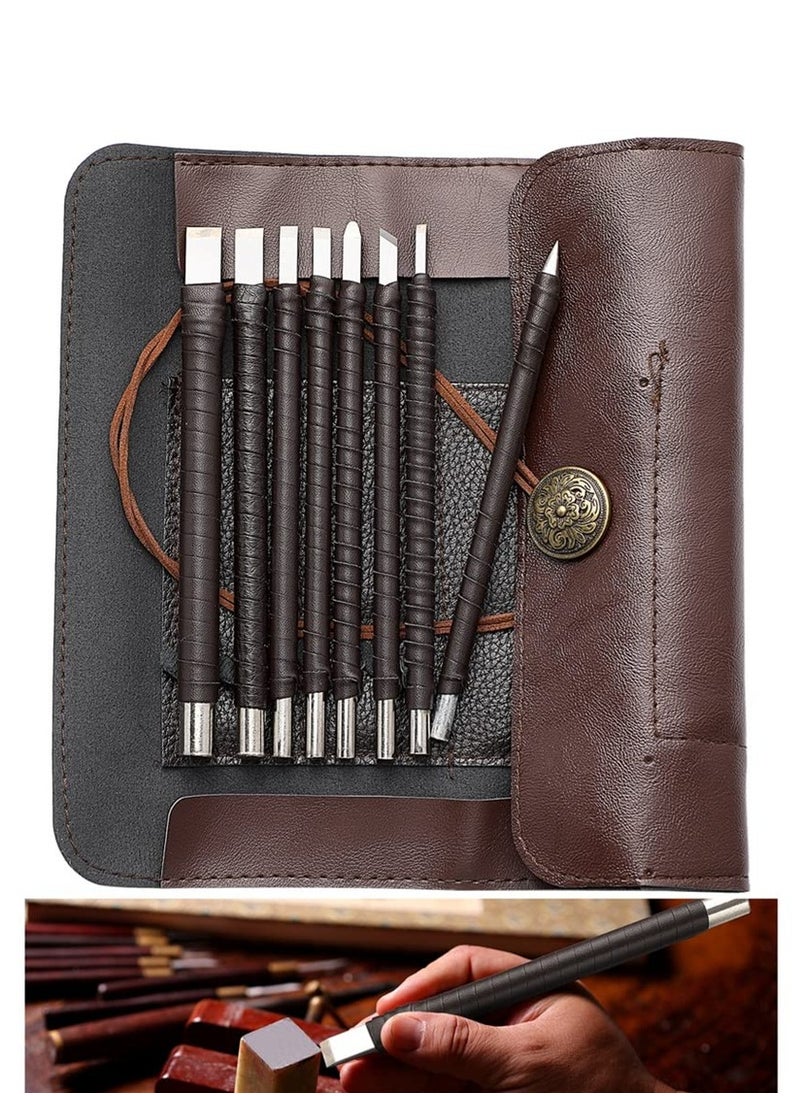 SYOSI - Stone Carving Tool Set of 8 Wood Carving Tools Kit Wood Carving Knife Set Stone Seal Engraving Kit Tungsten Steel Carving Chisels for DIY Art Craft Clay Carpentry - Image 1