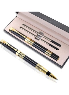 HY Luxury Signature Pen, 0.5mm Business Metal Signature Pen with 2 Refills Black Ink Pen Smooth Writing Fancy Signature Pen Gift for Men Women Signature Executive(Black)  - Image 1