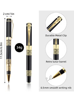 HY Luxury Signature Pen, 0.5mm Business Metal Signature Pen with 2 Refills Black Ink Pen Smooth Writing Fancy Signature Pen Gift for Men Women Signature Executive(Black)  - Image 2