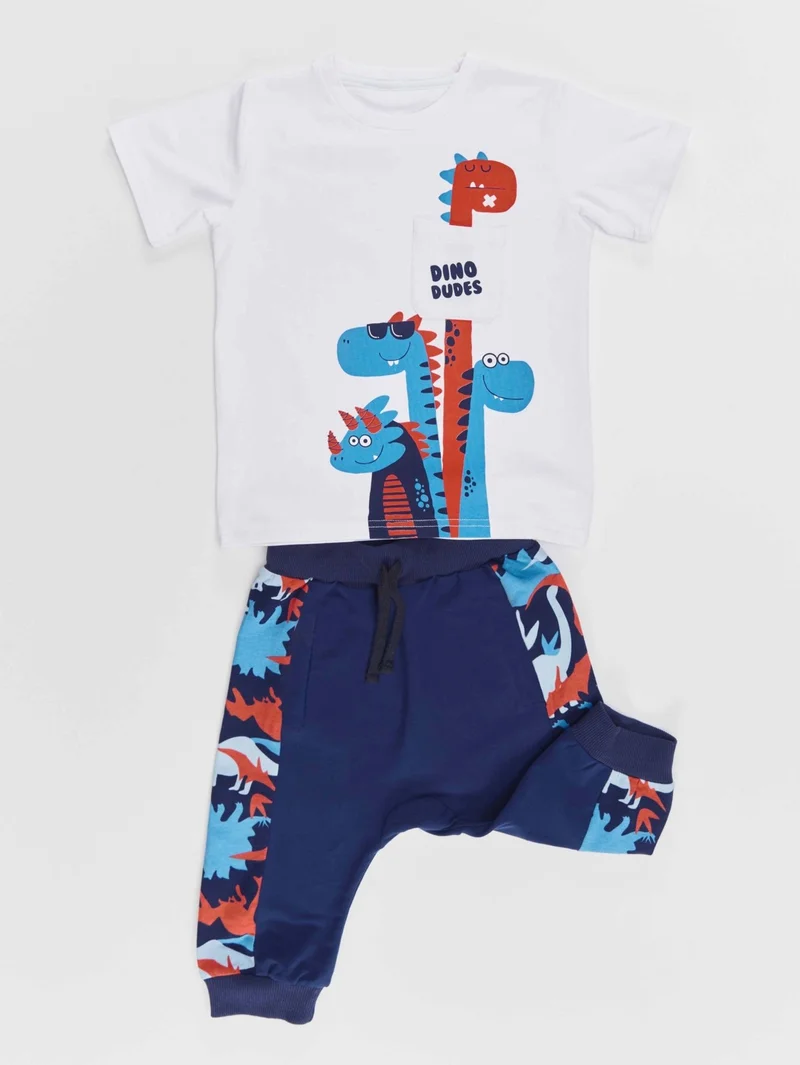 Denokids Dino Dudes Boy T-shirt Capri Shorts Set