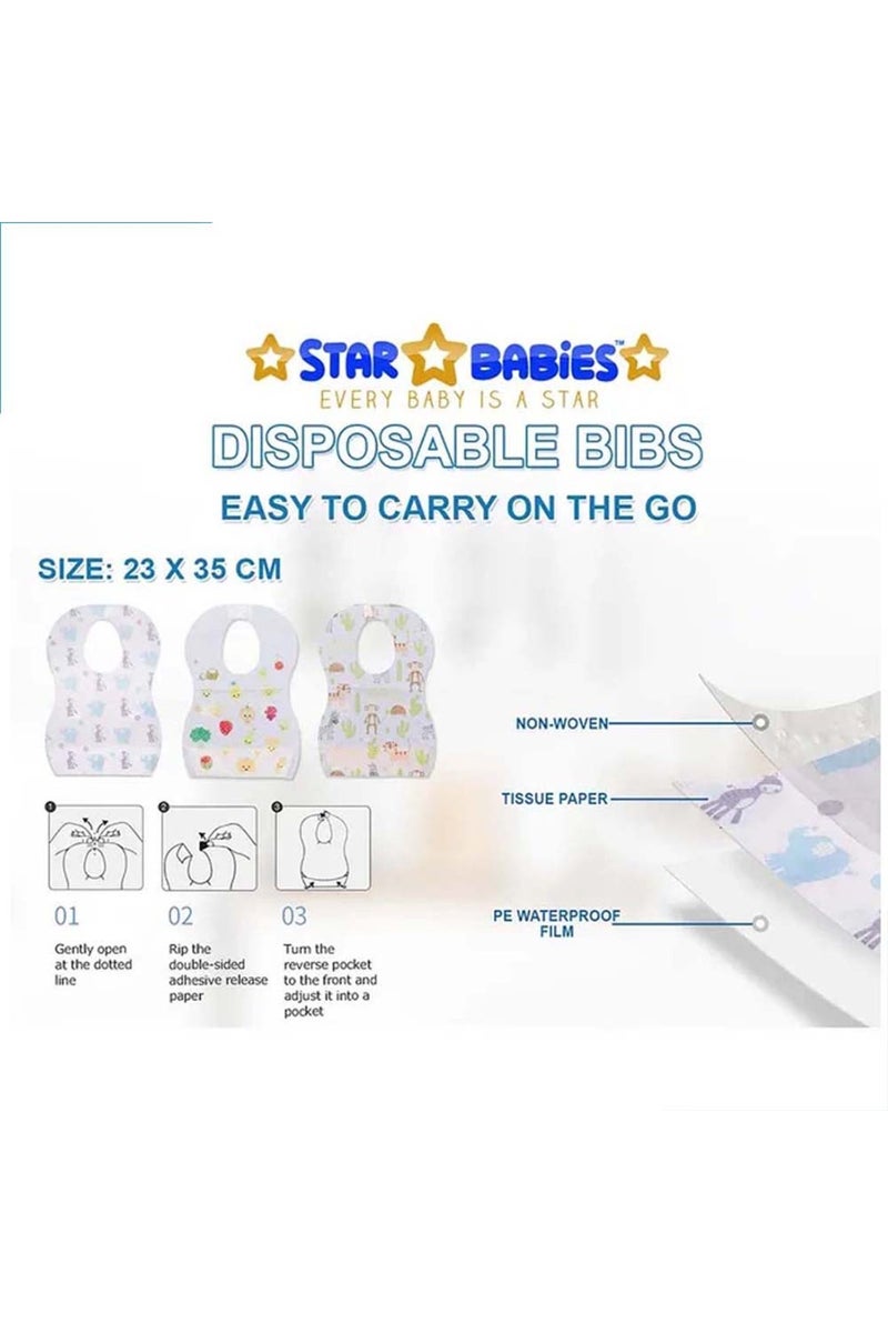 STAR BABiES ستار بيبيز - منشفة بغطاء رأس من المايكروفايبر باللون الأبيض مع مريلات قابلة للتصرف 10 قطع - بنقشة حيوانات - Image 3