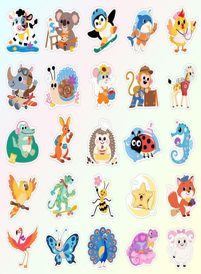 Wercokt 50PCS Animal Stickers, Cute Water Bottle Stickers for Kids, for Teaching Rewards, Notebooks, Stationery, Luggage, Cartoon PVC Happy Stickers - Image 3