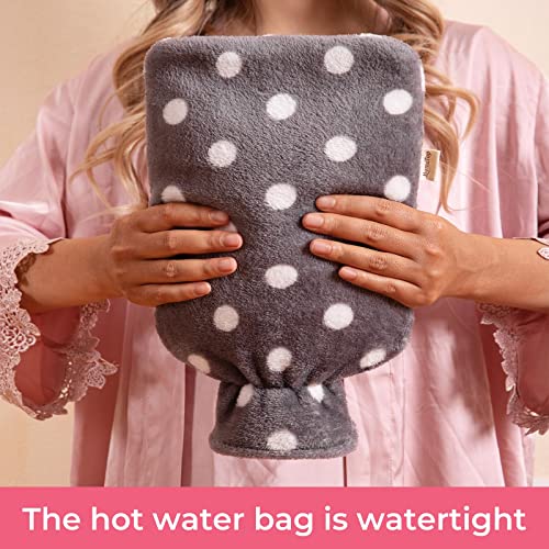 HomeTop Premium Classic Rubber Hot or Cold Water Bottle with Soft Fleece Cover (2 Liters,Gray) - Image 5