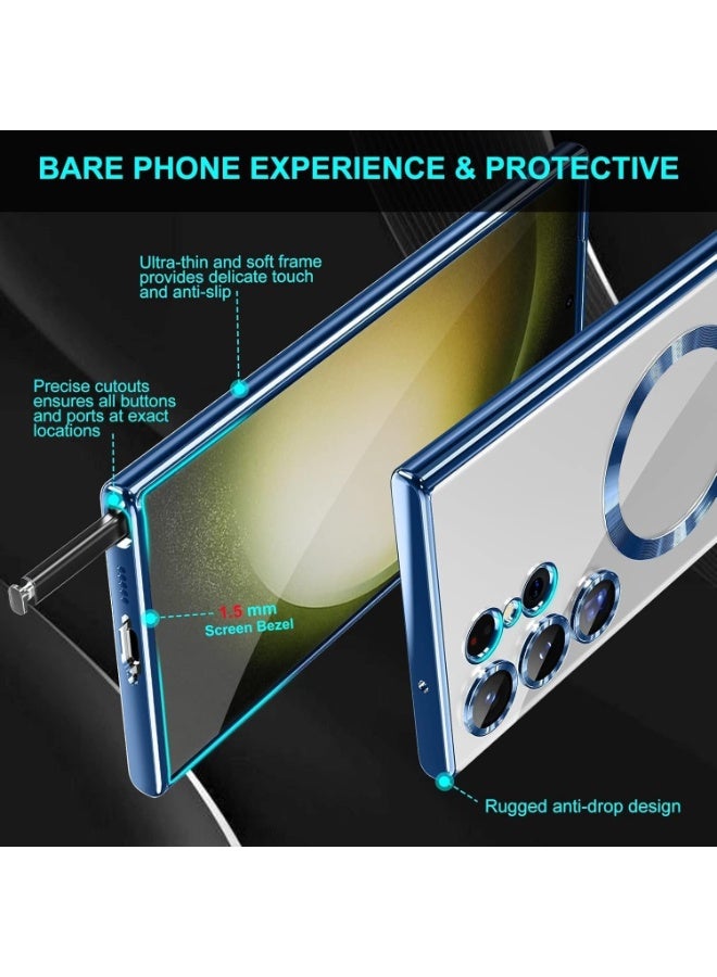 Denx Galaxy S25 Ultra Case, Magnetic Case [Compatible with Mag-safe] S25 Ultra Camera Lens Protector Slim Luxury Plating Transparent Shockproof Galaxy S25 Ultra 5G Cover 6.9 Inch (Blue) - Image 4