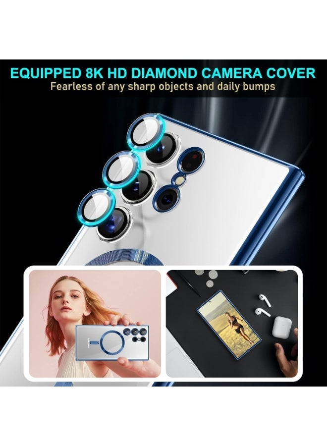 Denx Galaxy S25 Ultra Case, Magnetic Case [Compatible with Mag-safe] S25 Ultra Camera Lens Protector Slim Luxury Plating Transparent Shockproof Galaxy S25 Ultra 5G Cover 6.9 Inch (Blue) - Image 3