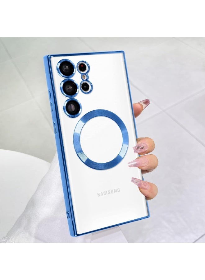 Denx Galaxy S25 Ultra Case, Magnetic Case [Compatible with Mag-safe] S25 Ultra Camera Lens Protector Slim Luxury Plating Transparent Shockproof Galaxy S25 Ultra 5G Cover 6.9 Inch (Blue) - Image 1