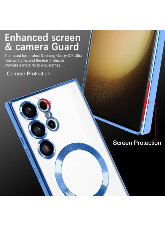Denx Galaxy S25 Ultra Case, Magnetic Case [Compatible with Mag-safe] S25 Ultra Camera Lens Protector Slim Luxury Plating Transparent Shockproof Galaxy S25 Ultra 5G Cover 6.9 Inch (Blue) - Image 2