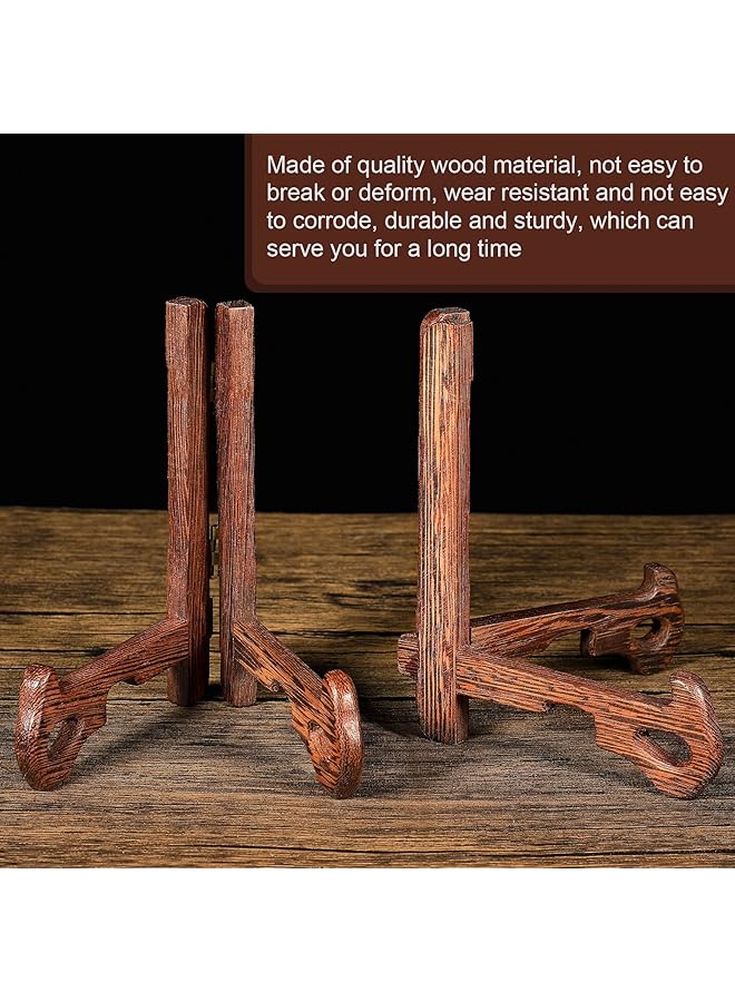 erorex Wooden Display Stand Plate Holder Wooden Easel Plate Stand Wooden Picture Frame Stand Holder For Display Plates Photos Home Birthday Party Wedding Decorations Red 5 Inch 2 Pieces - Image 3