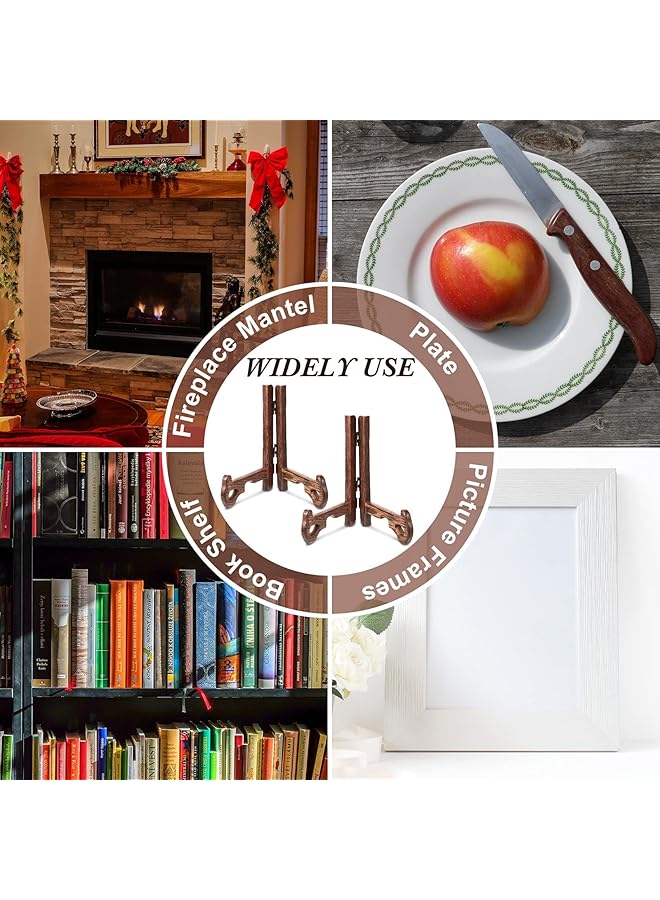 erorex Wooden Display Stand Plate Holder Wooden Easel Plate Stand Wooden Picture Frame Stand Holder For Display Plates Photos Home Birthday Party Wedding Decorations Red 5 Inch 2 Pieces - Image 5