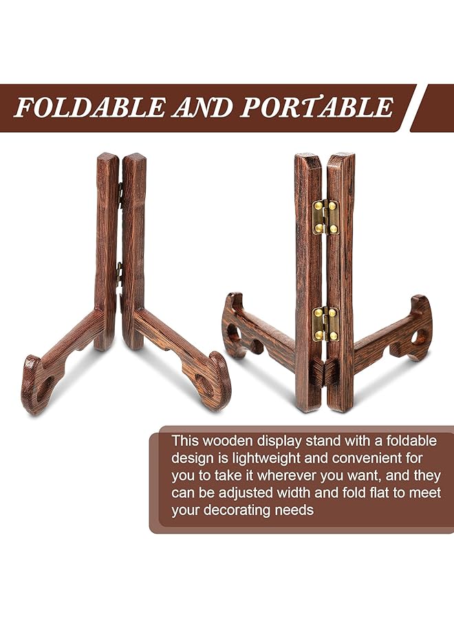 erorex Wooden Display Stand Plate Holder Wooden Easel Plate Stand Wooden Picture Frame Stand Holder For Display Plates Photos Home Birthday Party Wedding Decorations Red 5 Inch 2 Pieces - Image 4