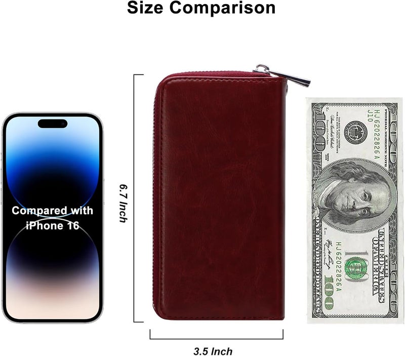 HAWEE Cellphone Wallet for Women Dual Zipper Long Purse with Removable Wristlet - Image 5