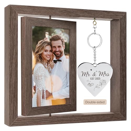 HELORAY Wedding Gifts for Couples Personalized Wedding Gifts for Newlyweds Gift Wedding Picture Frame Mr and Mrs Wedding Presents for Newlyweds Bridal Shower Gift for Bride - Image 1