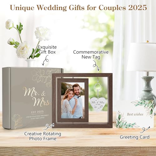 HELORAY Wedding Gifts for Couples Personalized Wedding Gifts for Newlyweds Gift Wedding Picture Frame Mr and Mrs Wedding Presents for Newlyweds Bridal Shower Gift for Bride - Image 2