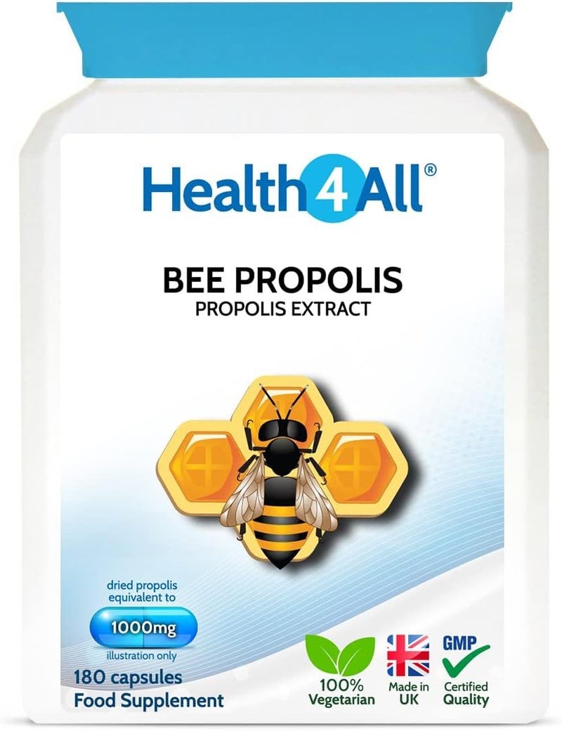 Health4All Bee Propolis 1000mg per Capsule 180 Capsules High Strength Immune System Booster Natural Immune Support Supplement not Tablets Made in UK - Image 1